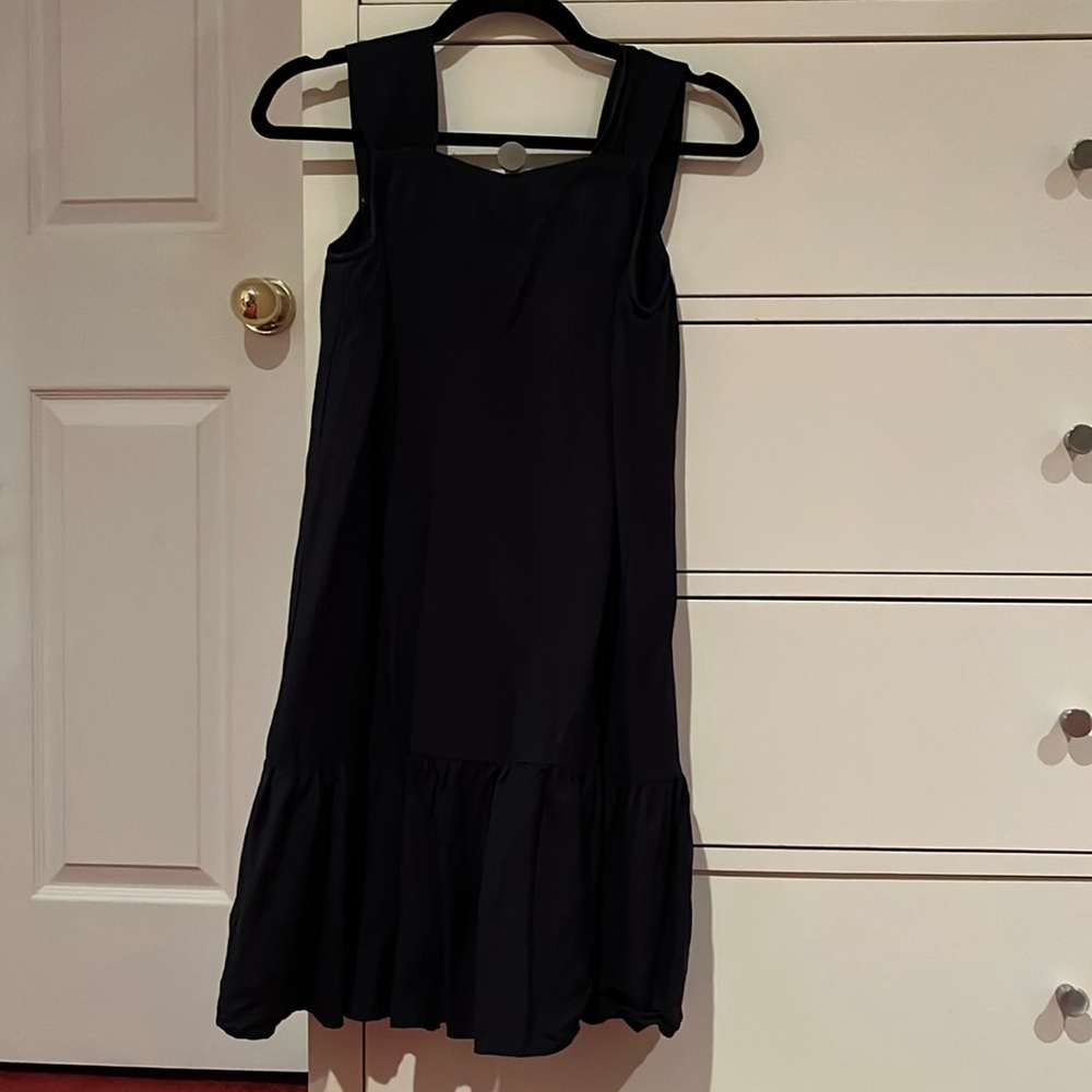 Navy blue linen/viscose dress - loft